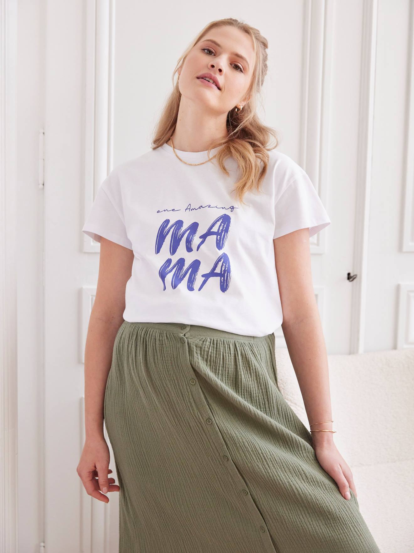 Camiseta de maternidade com mensagem autêntica