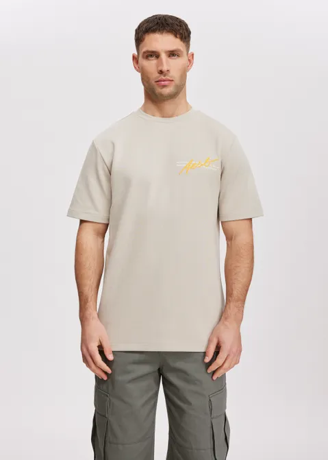 T-shirt met print written bruin (TAUPE)