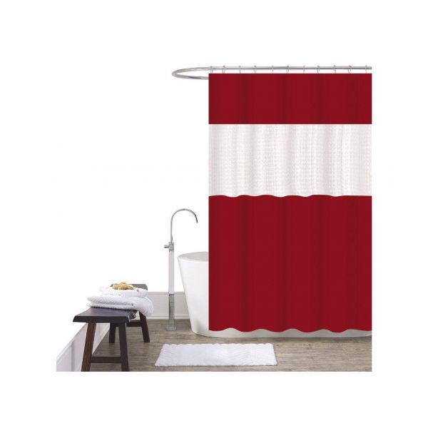 Bod Home Cortina de Duche em Patchwork 180×180cm 400g 100% Poliéster Bordô