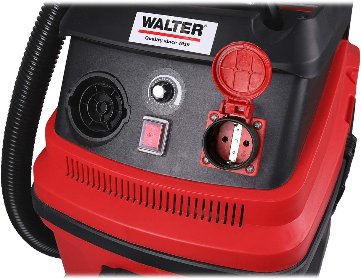 Walter 3-in-1 Multifunktionssauger 30 L, 1600 W, mit Wasserfilter und HEPA-Filter, für Staub-, Nasssaugen und Luftblasen, inkl. umfangreichem Zubehör, rot/schwarz