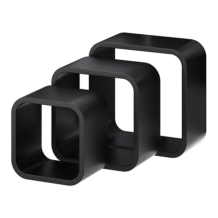 Lot de 3 étagères murales cubes modulables Cusko Form, noir