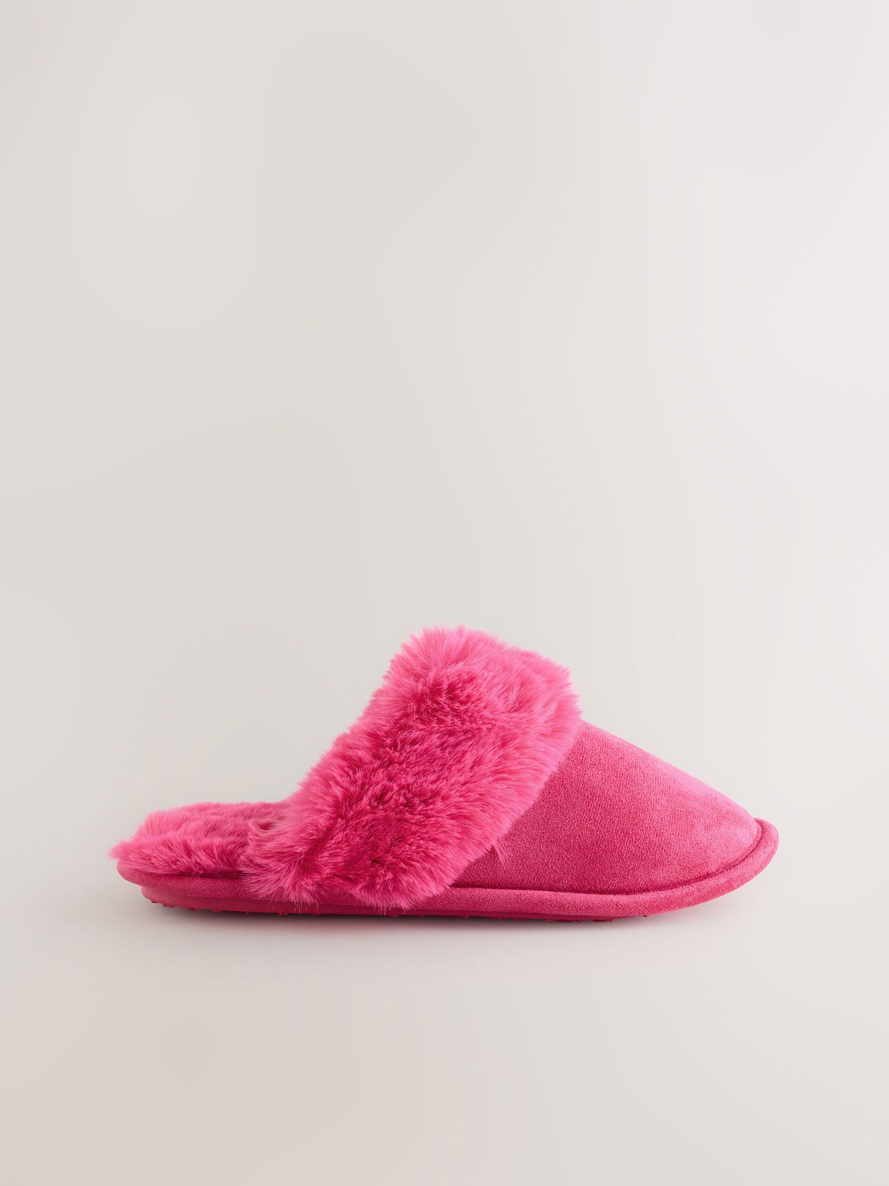 Roze - Faux Fur Suede Mule Slippers