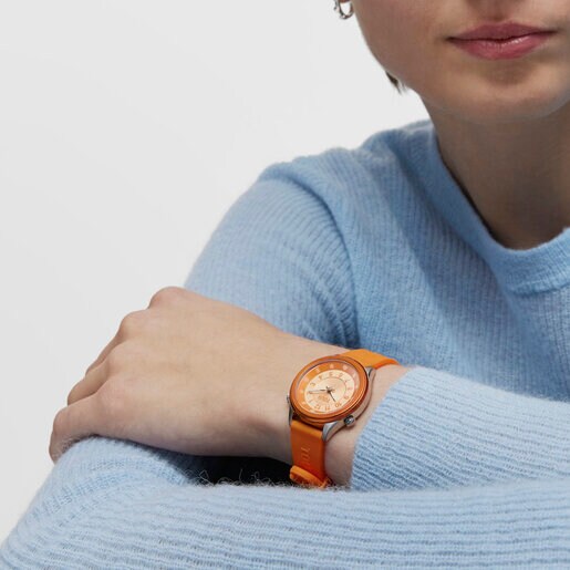 Mini Relógio Analógico com Temporizador Automático, Aço Laranja