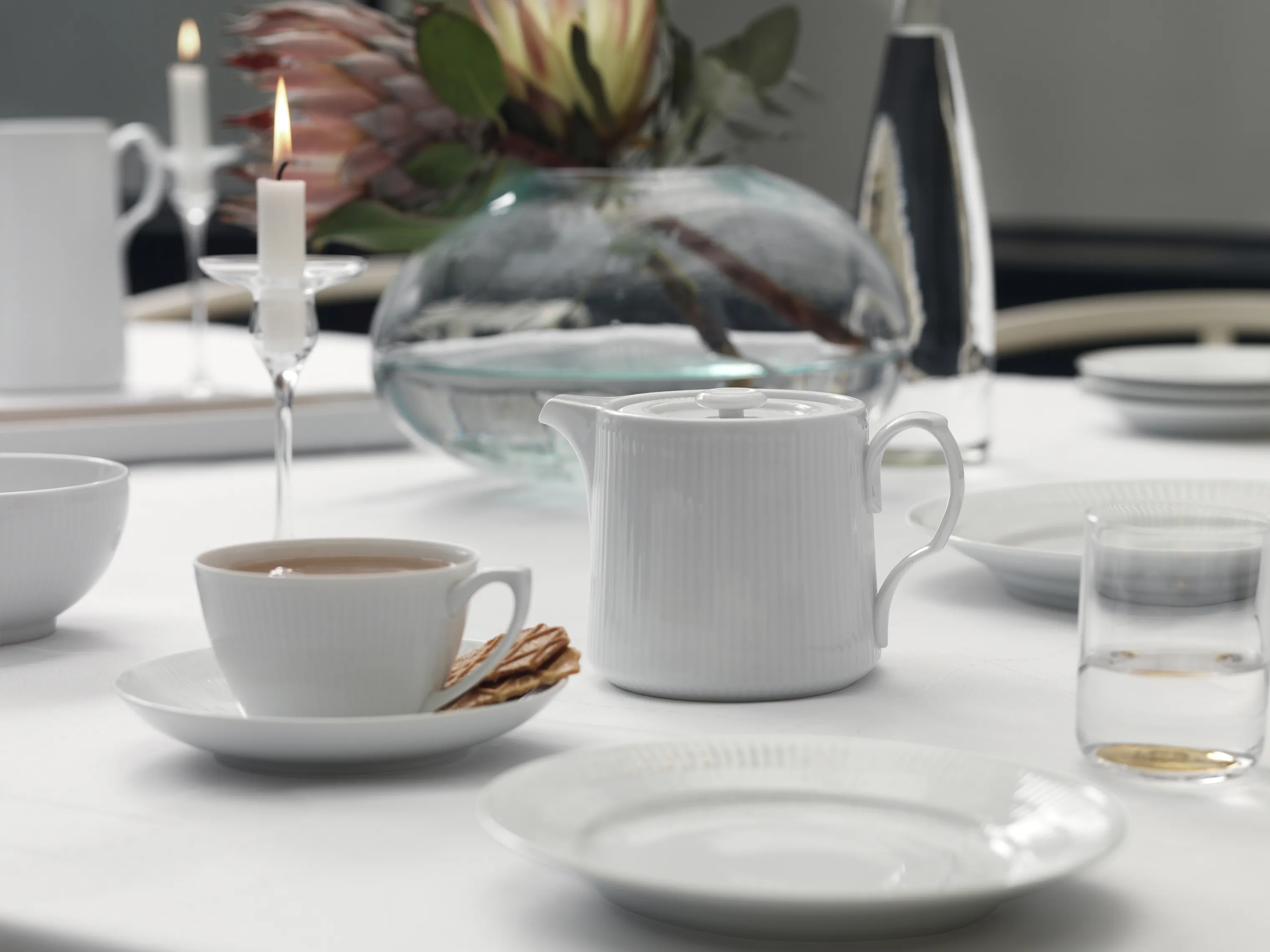 Royal Copenhagen Hvid Riflet Tekande