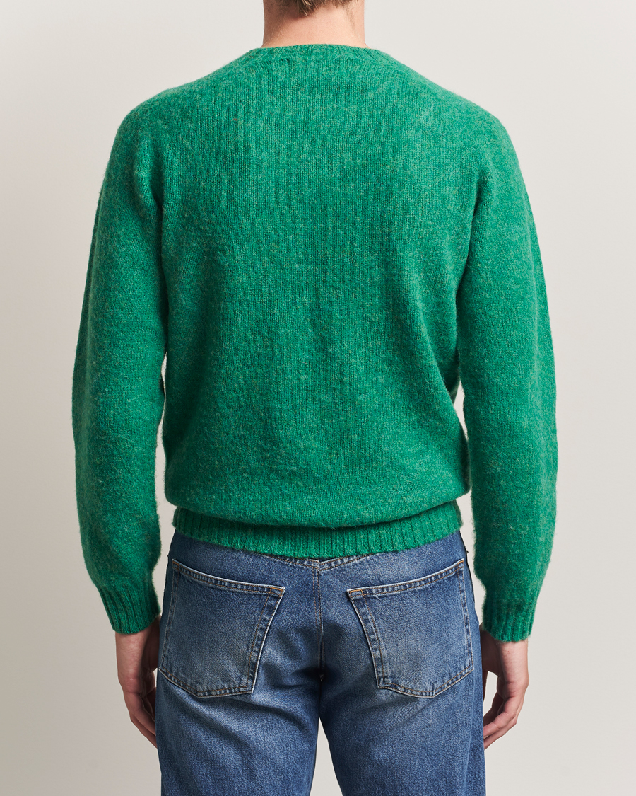 Harley Of Scotland Brushed Supersoft Lambswool Crewneck Evergreen