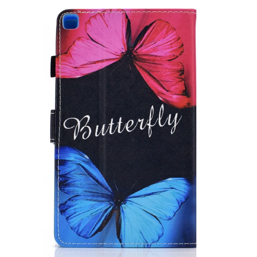Samsung Galaxy Tab A7 Lite Leder Tasche Flip Case Schmetterlinge   Stift Halterung - Schwarz / Pink / Blau