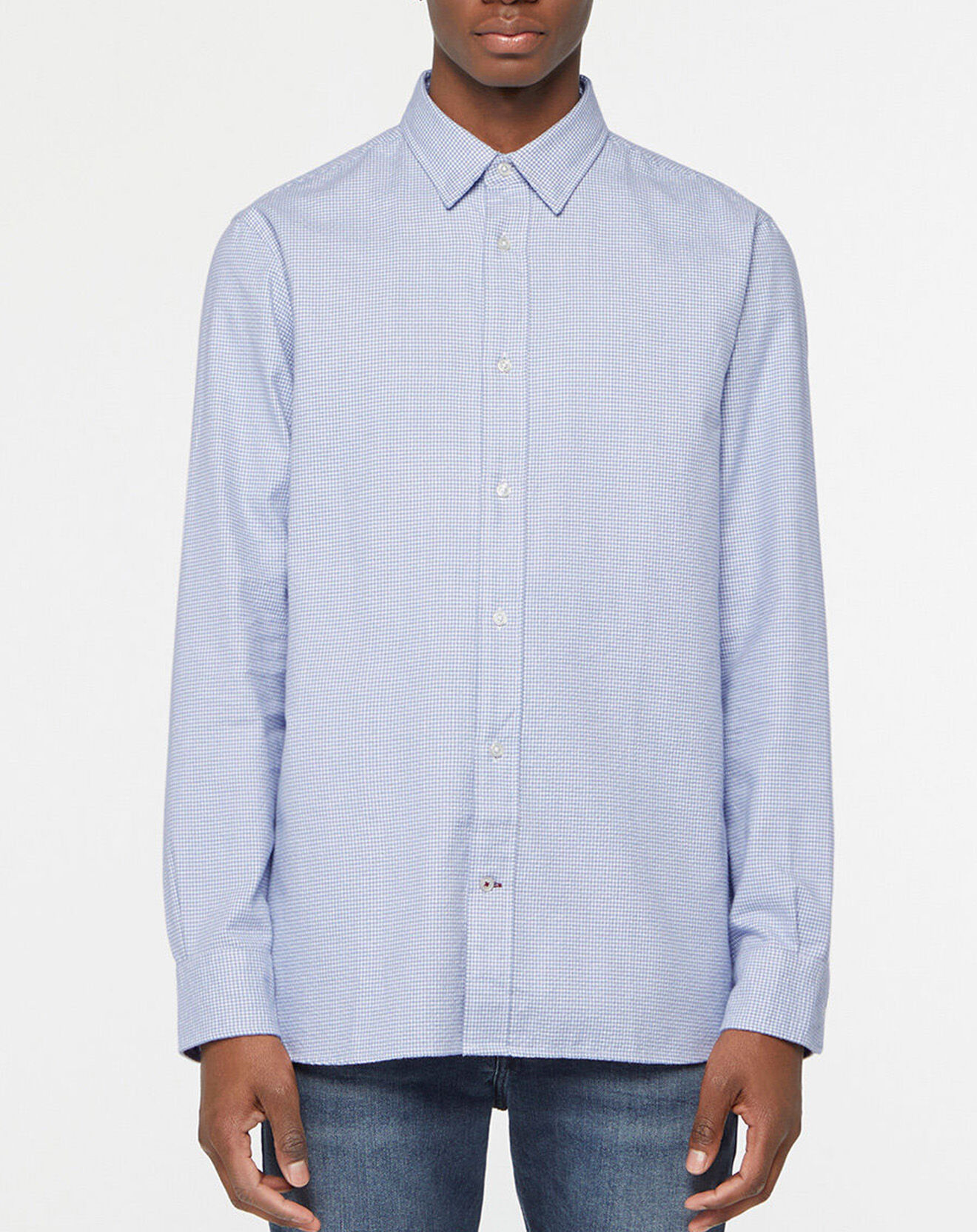 Tommy Hilfiger Chemise Regular Seersucker Houndstooth imprimé pied-de-poule blanc/bleu