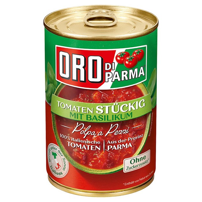 HENGSTENBERG ORO DI PARMA Tomaten stückig 400 g, Basilikum