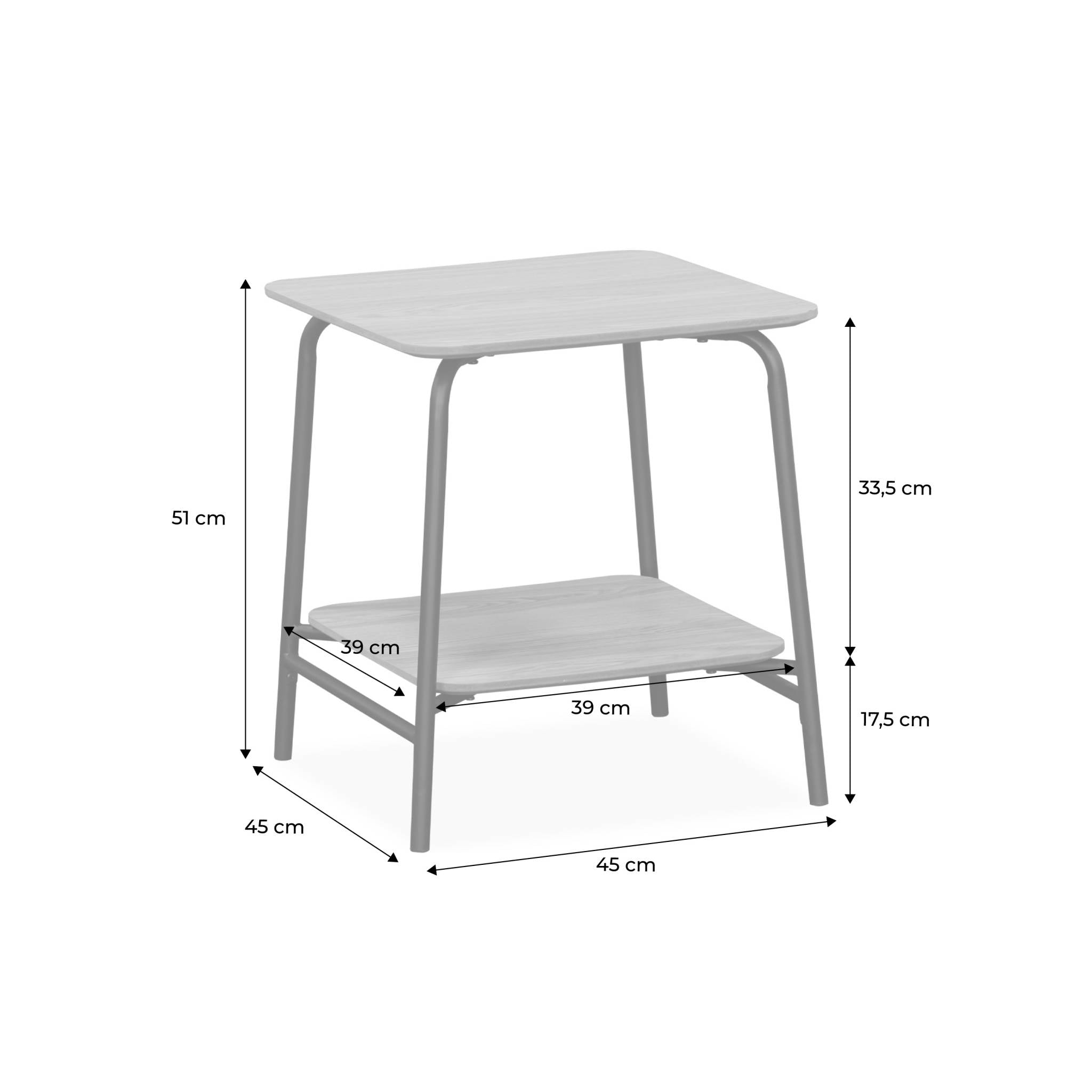 sweeek - Nachtkastje, houtdecor, stalen structuur