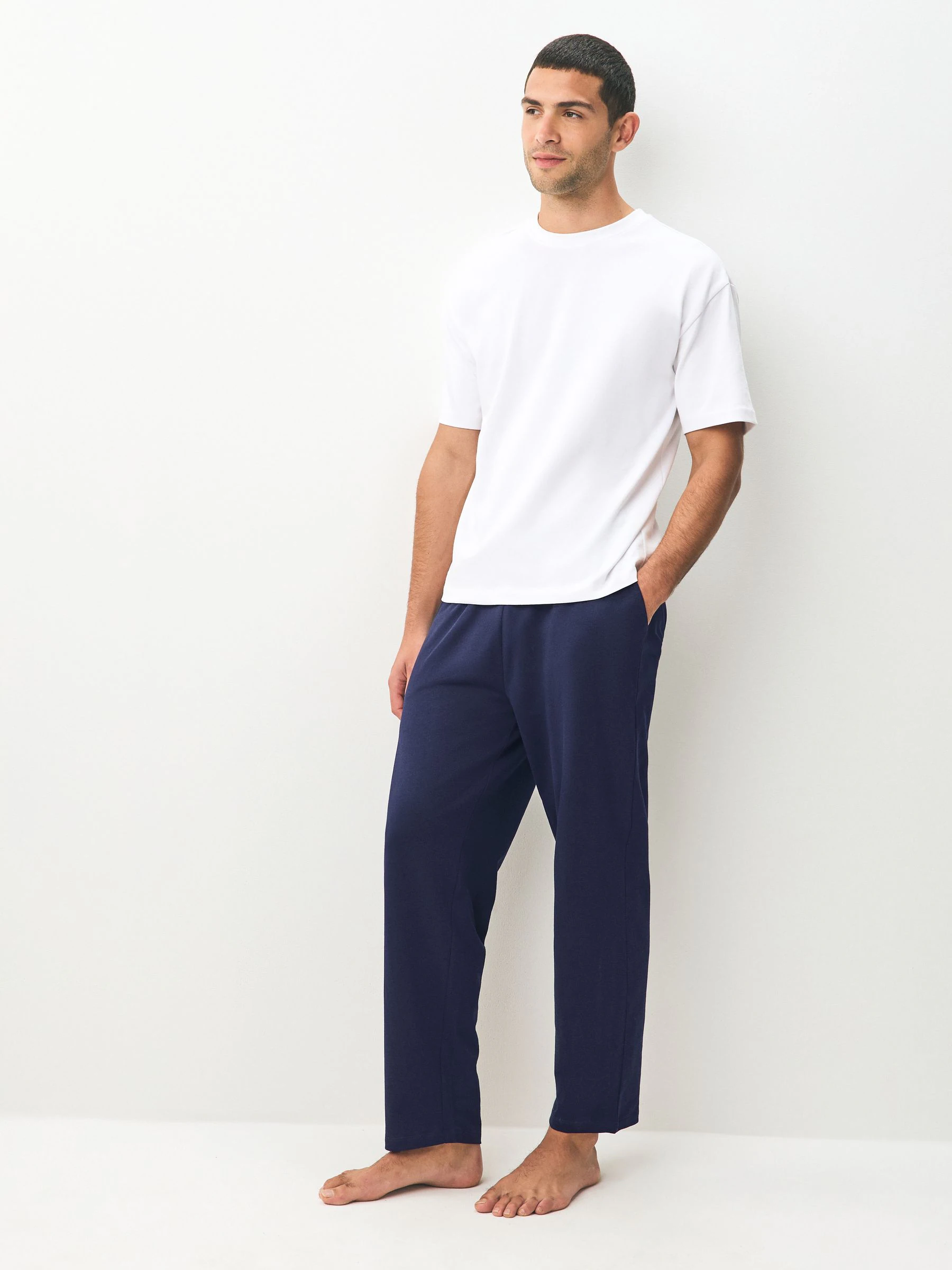 Zwart/marineblauw - Open zoom - Lichtgewicht 100% katoenen joggingbroeken verpakking van 2