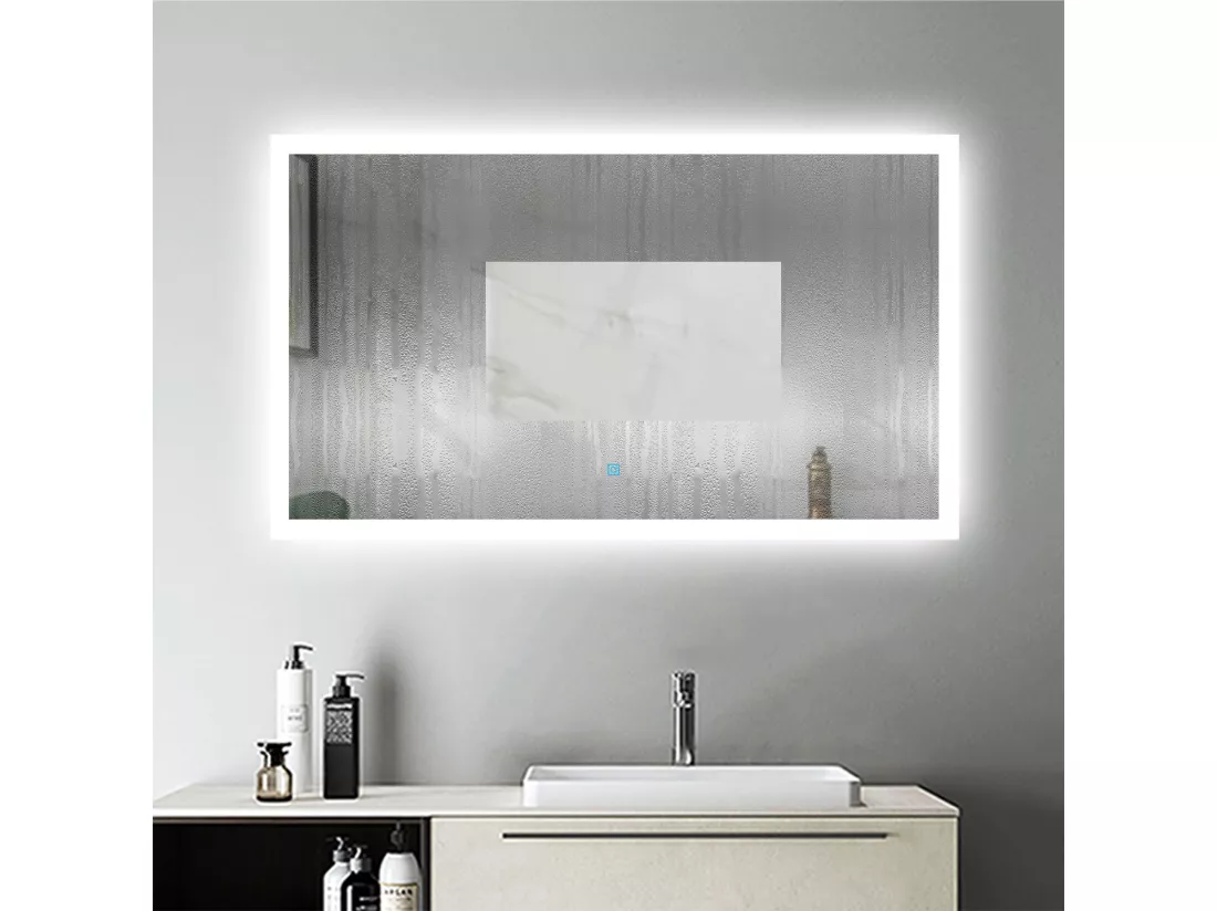 Miroir de Salle de Bain Anti-buée Miroir Lumineux LED Vertical ou Horizontal Blanc Froid + Interrupteur Tactile 120x70 cm