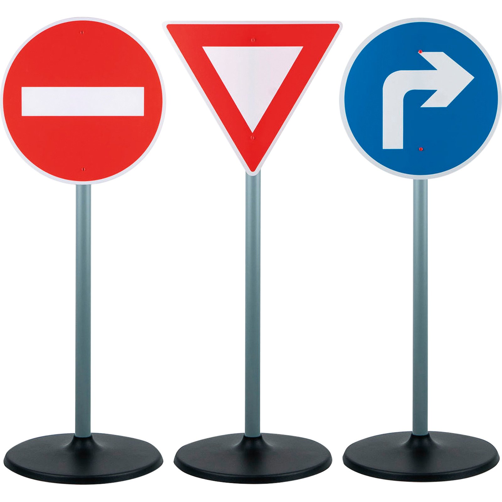 Verkehrsschilder 3 St., Ø25x 65cm, blau