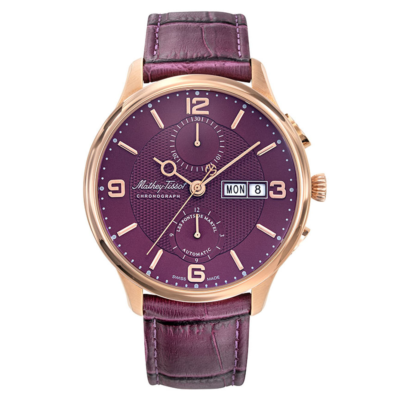 Mathey-Tissot Montre Homme Automatique en Cuir Edmond Chrono Automatic violette