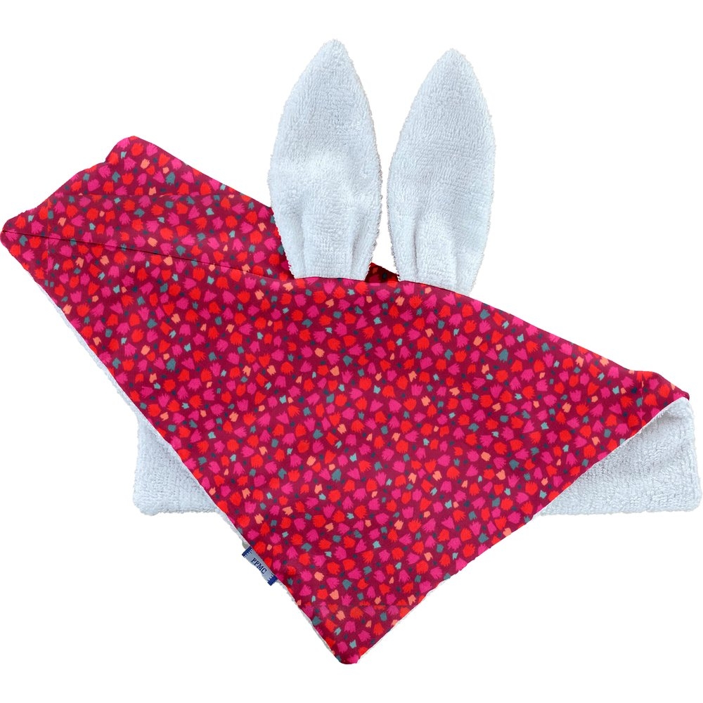 Doudou Lapin Pompons Cerise