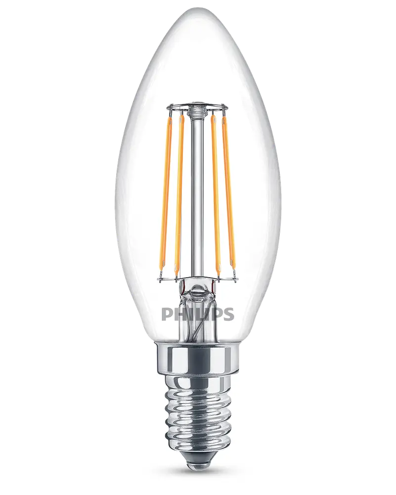PHILIPS LED-filamentpære 4,3W E14 2-pak