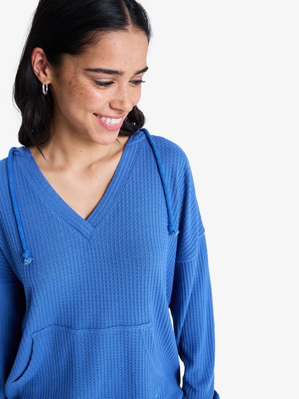 Ocean Drive Sweat à capuche oversize en tricot Bleu Femme