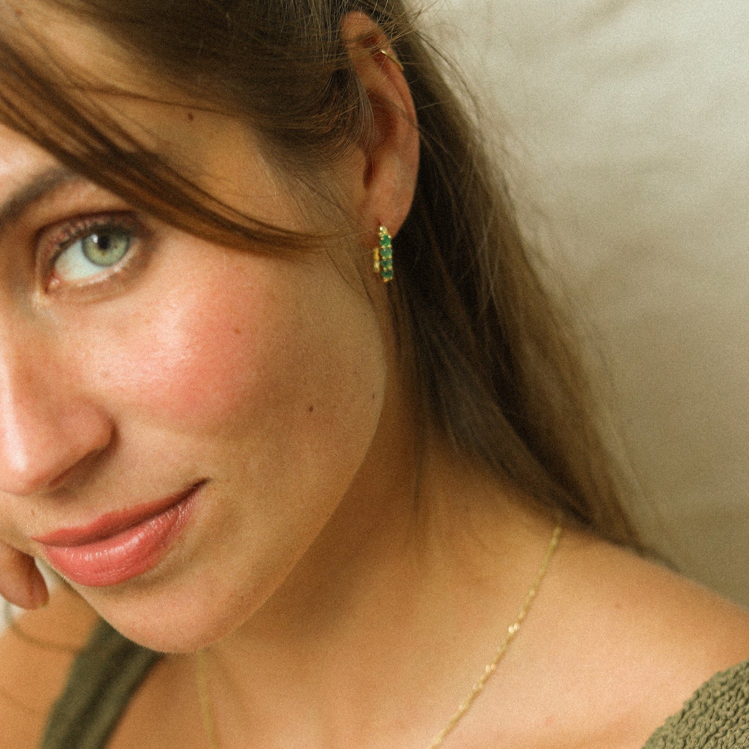 Green Onyx Pavé Hoops