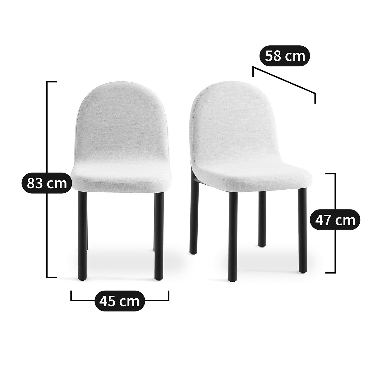 LA REDOUTE INTERIEURS<br>Conjunto de 2 cadeiras em tecido e metal preto, Polly