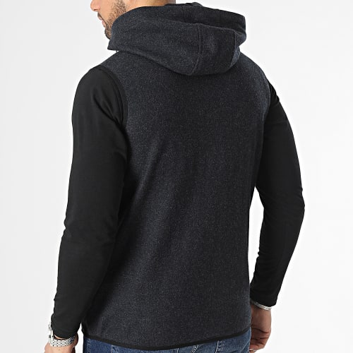 Veste Zippée Capuche Sans Manches Bleu Marine Gris Anthracite Chiné