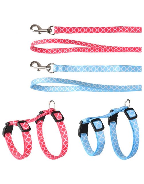 Flamingo Kittenharnas + Lijn Amsi - Kattentuigje - Assorti 15-25cm 10mm