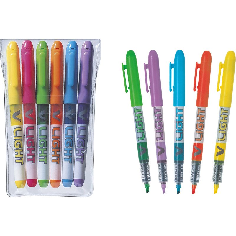 Surligneur Pilot V-Light couleurs assorties- Pochette de 6