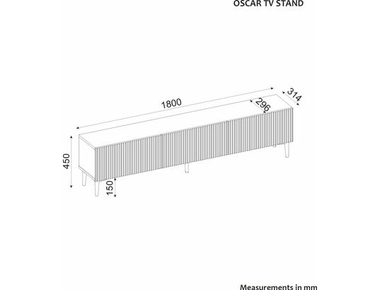 CONCEPT1 - Meuble TV Oscar travertin 180 x 31,4 x h45 cm