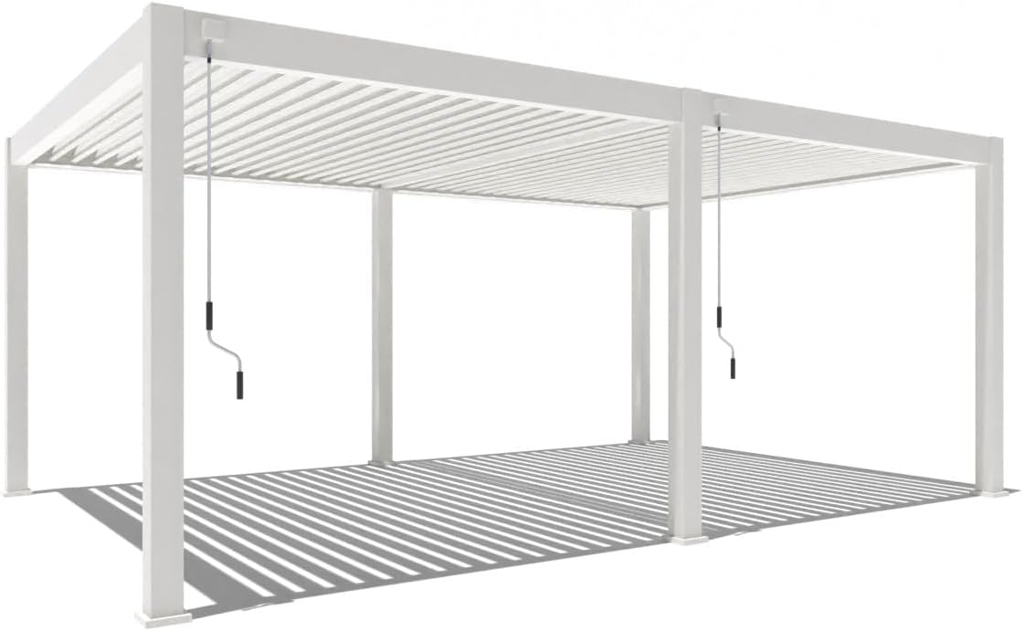 Pavillon Pergola 4x6m Terassenüberdachung freistehend mit Lamellendach verstellbar Gartenpavillon Hardtop wasserdicht stabil Winterfest Voll-Aluminium Grillpavillon wetterfest Weide Deluxe Plus Weiß