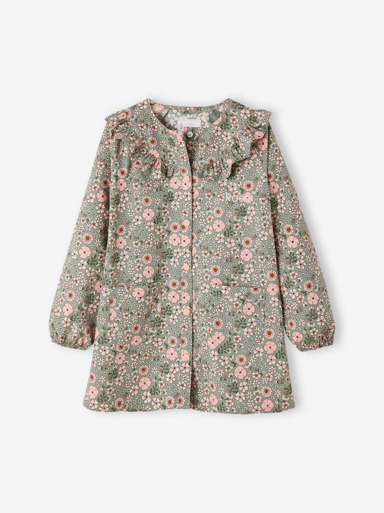 Babador para bebê menina com estampa floral e babados, personalizável.