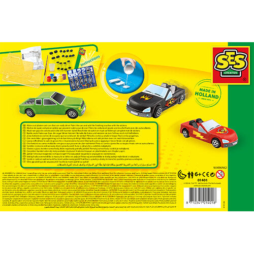 Ses creative gips- en verfpakket - auto's - 5st