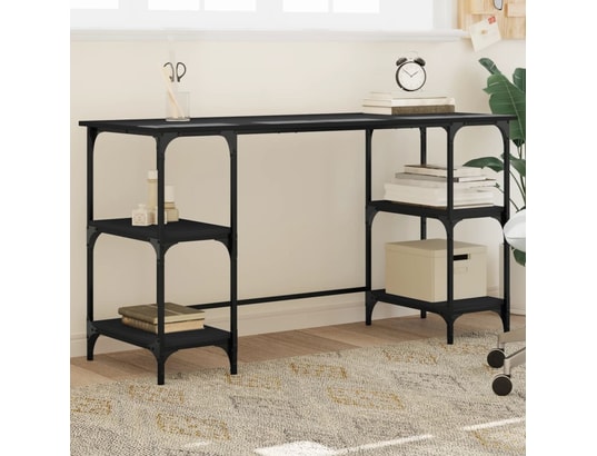 VIDAXL - Bureau noir 140x50x75 cm métal et bois d'ingénierie