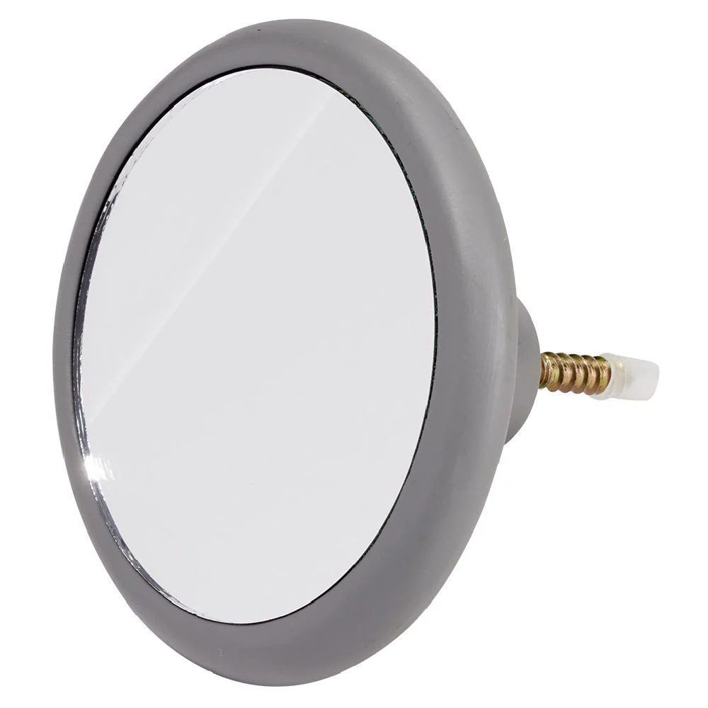 Patère murale ronde miroir avec contour gris Ø10cm
