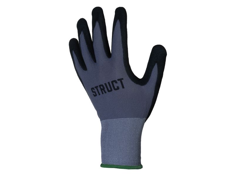 STRUCT Arbeitshandschuh Nylon, S, Grau/Schwarz, 1 Stück Handschuhe mit Nitril-Beschichtung