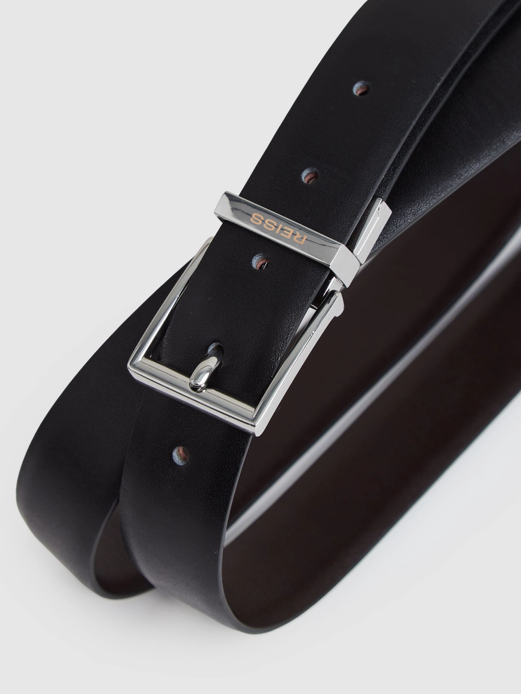 Reiss Reign Reversible Leather Belt with Interchangeable Buckle