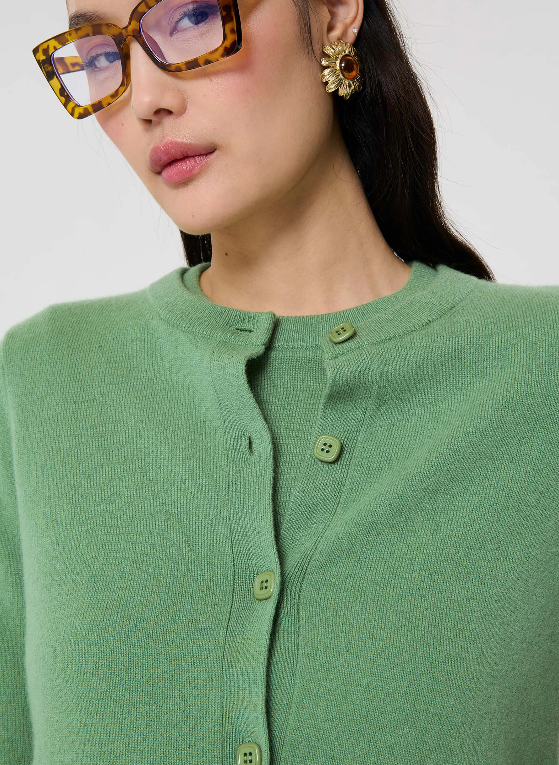 GUIDO - Cardigan boutonné en cachemire | Vert