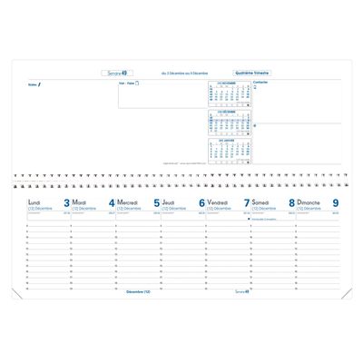 Agenda spiralé Impala Agendascop - 1 semaine sur 2 pages - 30 x 10 cm - bleu océan - Quo Vadis