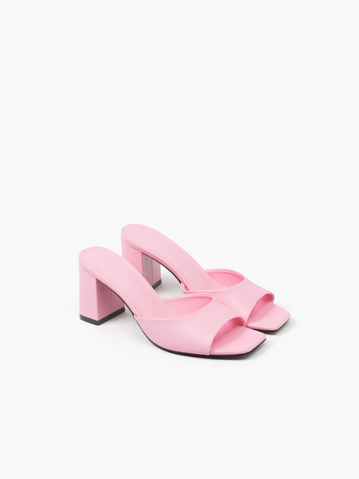 Sandália mule de salto alto - Rosa