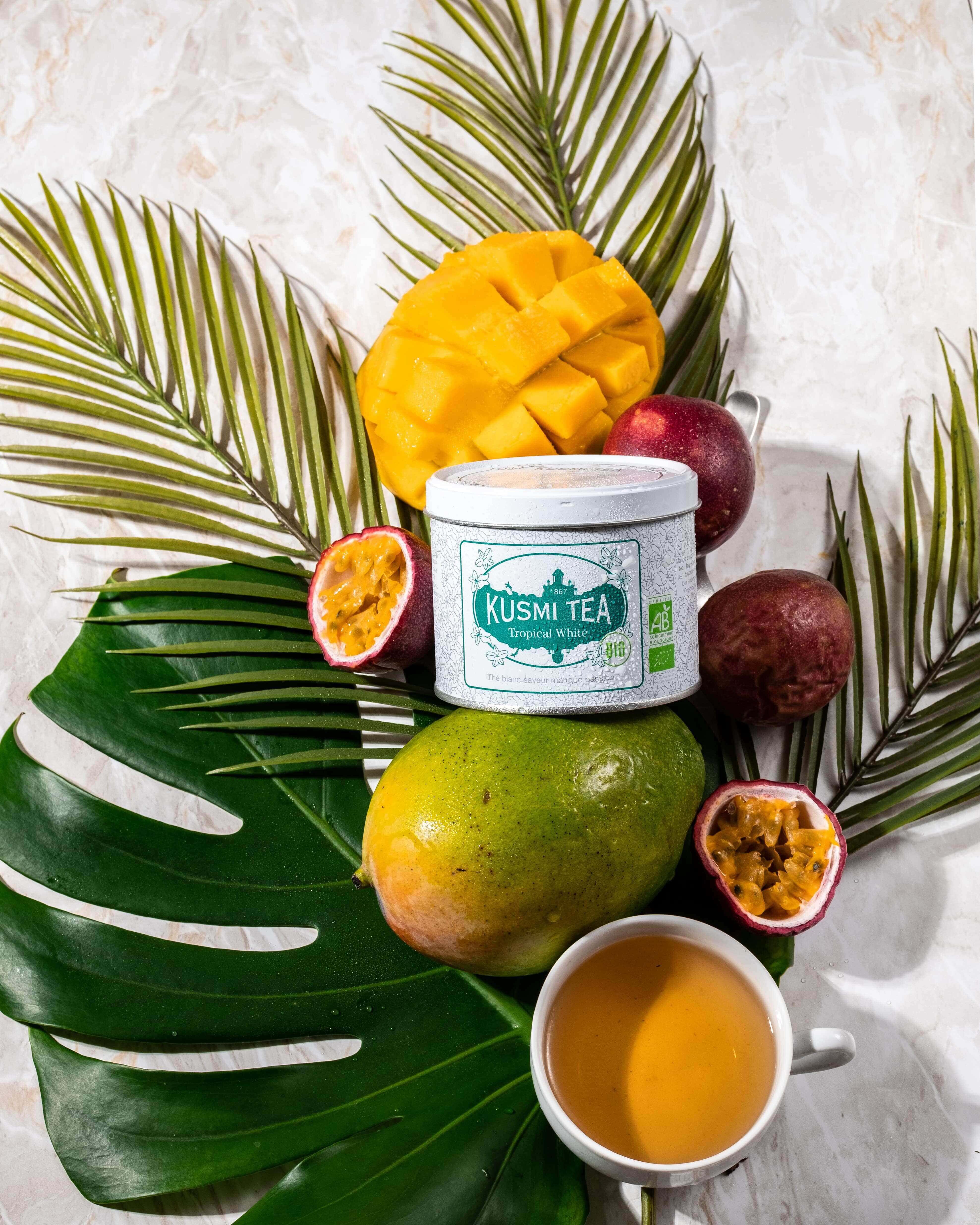Tropical White-Thé blanc bio, mangue, passion Boîte 90 g