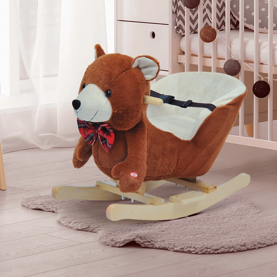 HOMCOM Kinder Schaukelwippe als Bär braun