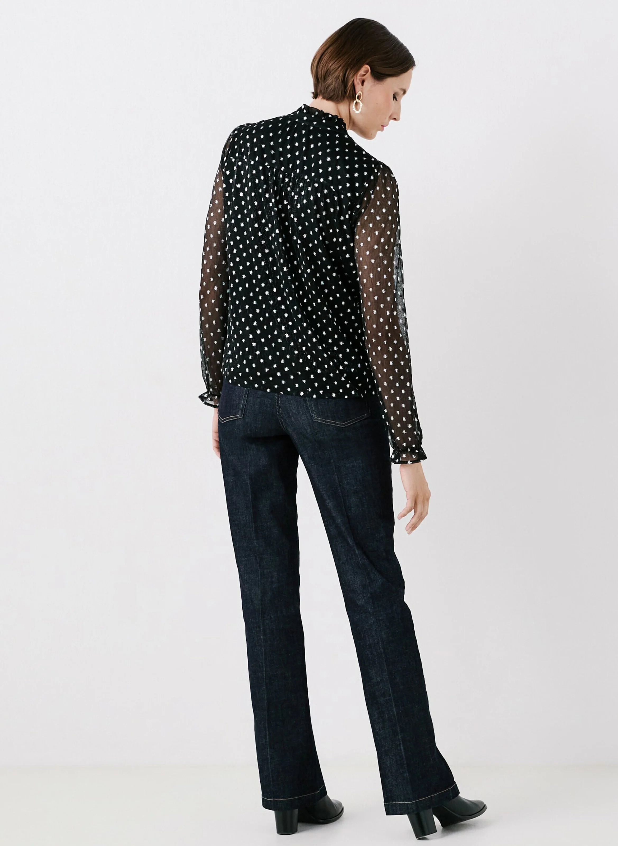 TILTANA2 - Blouse col V à pois | Argent