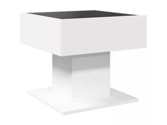 Table basse avec LED blanc 50x50x45 cm bois d'ingénierie