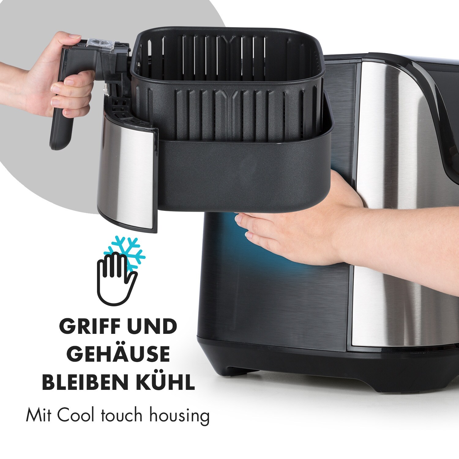 AeroVital Deluxe Heißluftfritteuse 1700W 5,4 Liter Edelstahl
