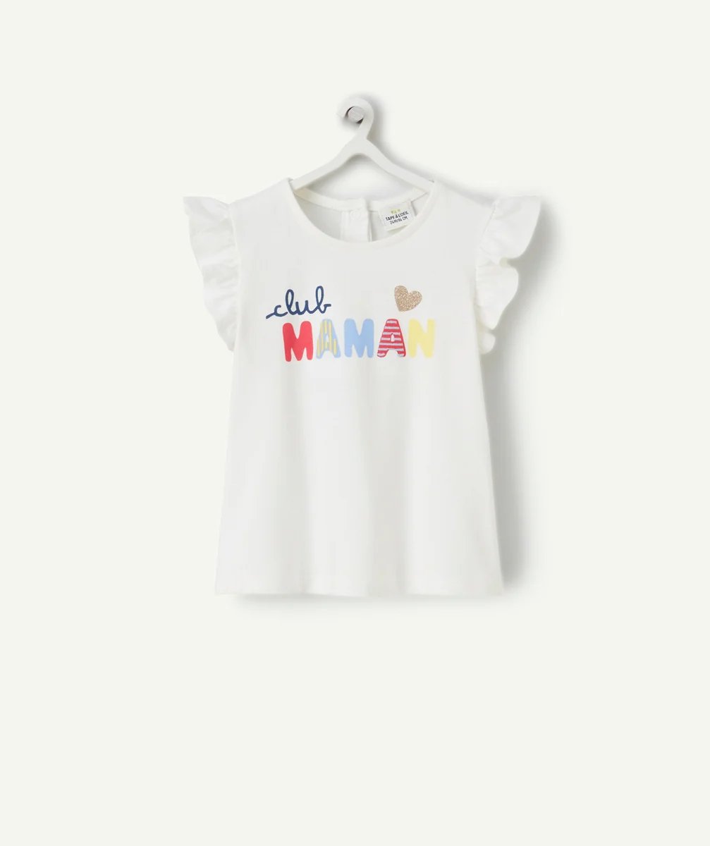 t-shirt bébé fille en coton bio blanc message club maman