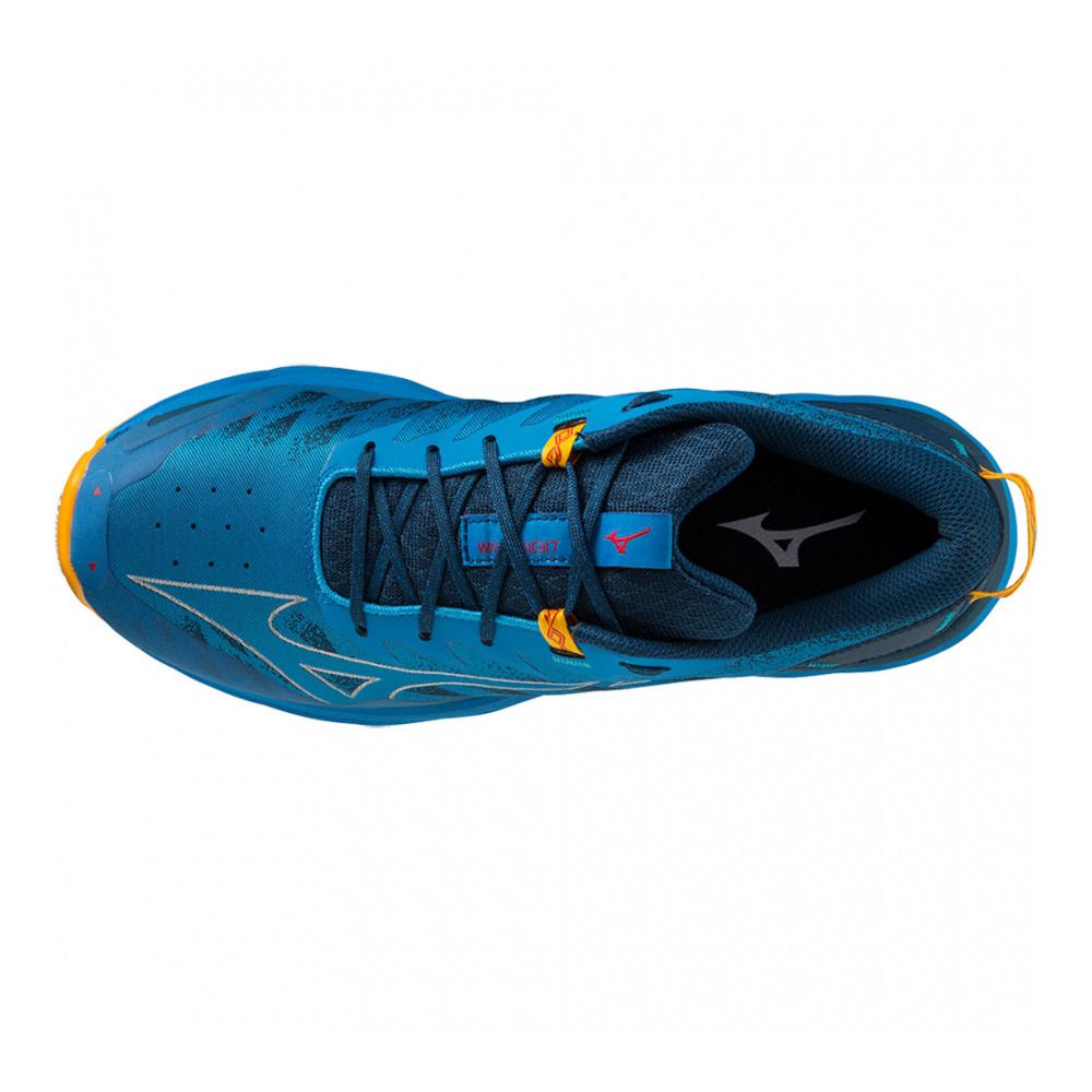 Mizuno WAVE DAICHI 7 - Chaussures trail Homme cloisonné/zinnia/blueopal