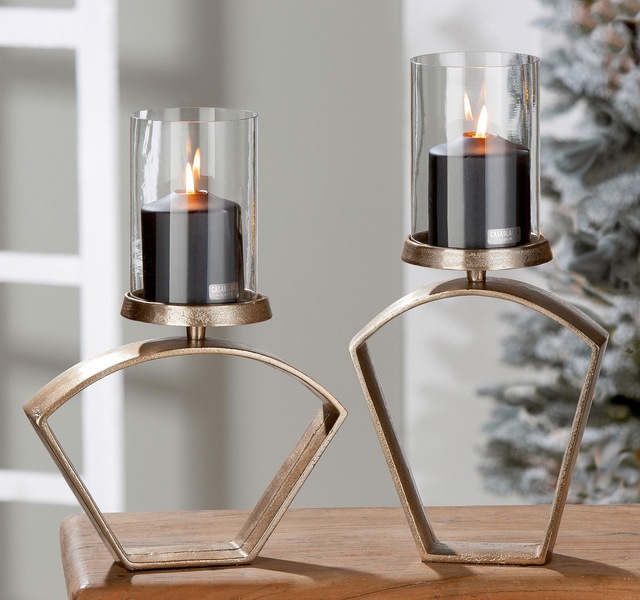 Casablanca by Gilde Windlicht »Nostro, Weihnachtsdeko« aus Aluminium mit Glaseinsatz