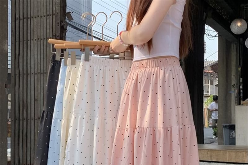 scenesweet - Maxi A-lijn rok met hoge taille en stippen