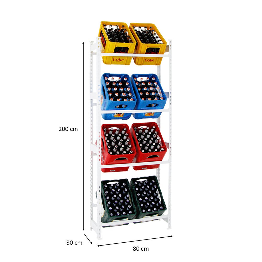 PROREGAL Drankkratplank, Hoog Big Camel, HxBxD 200 x 80 x 30 cm, Wit