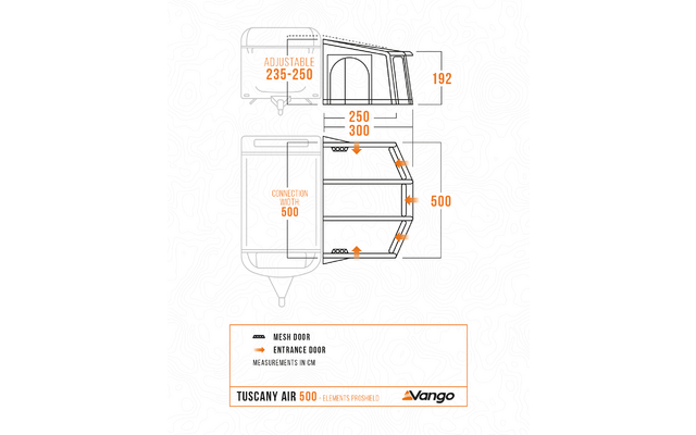Vango aufblasbares Vorzelt für Wohnwagen Tuscany Air 500 Elements ProShield