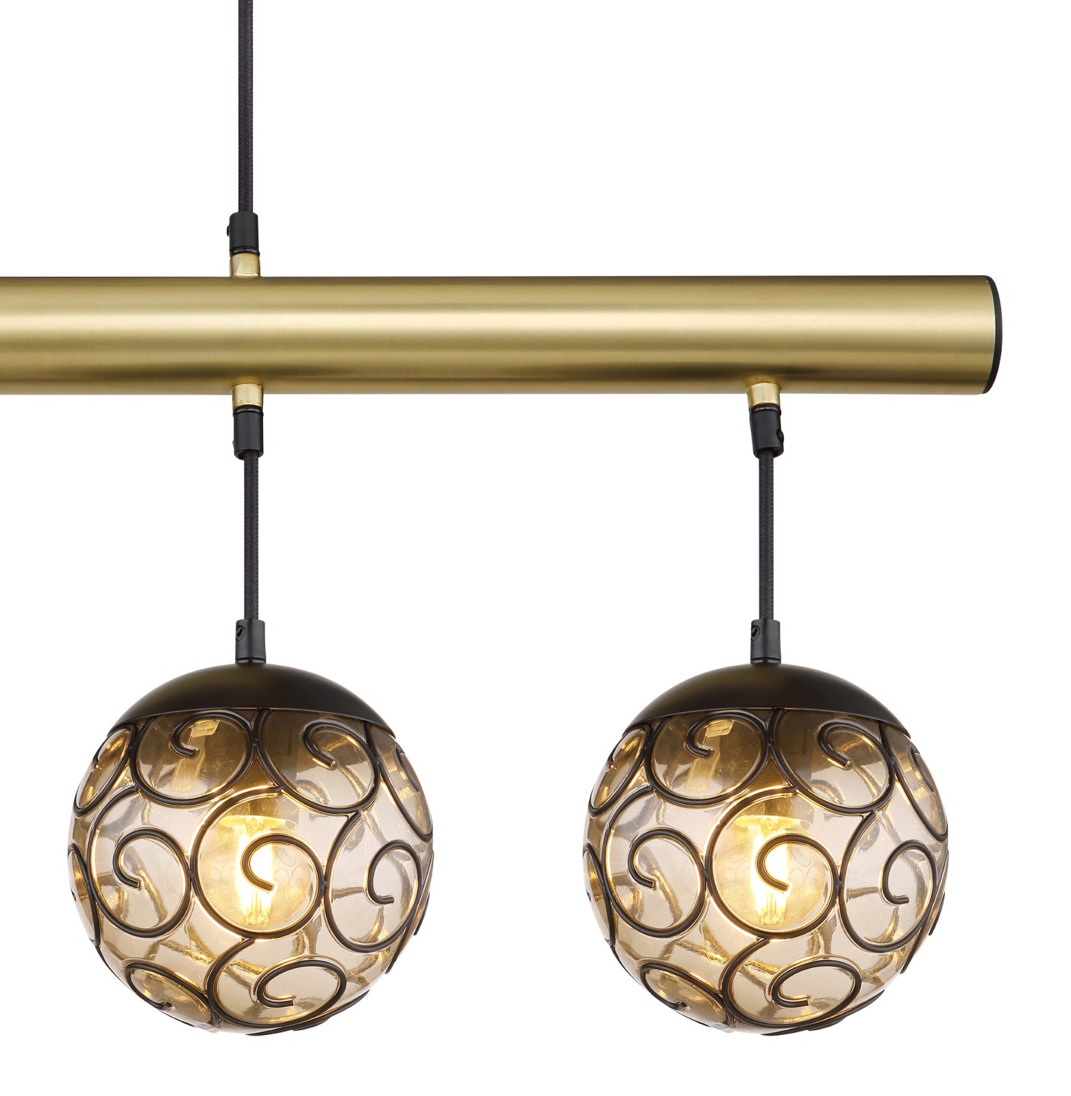 LED-Pendelleuchte - schwarz-goldfarben - 120 cm - 4-flammig
