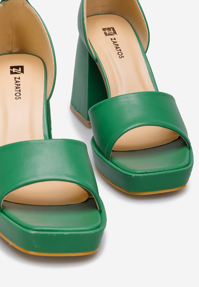 Sandales à talon épais verts Alexaria
