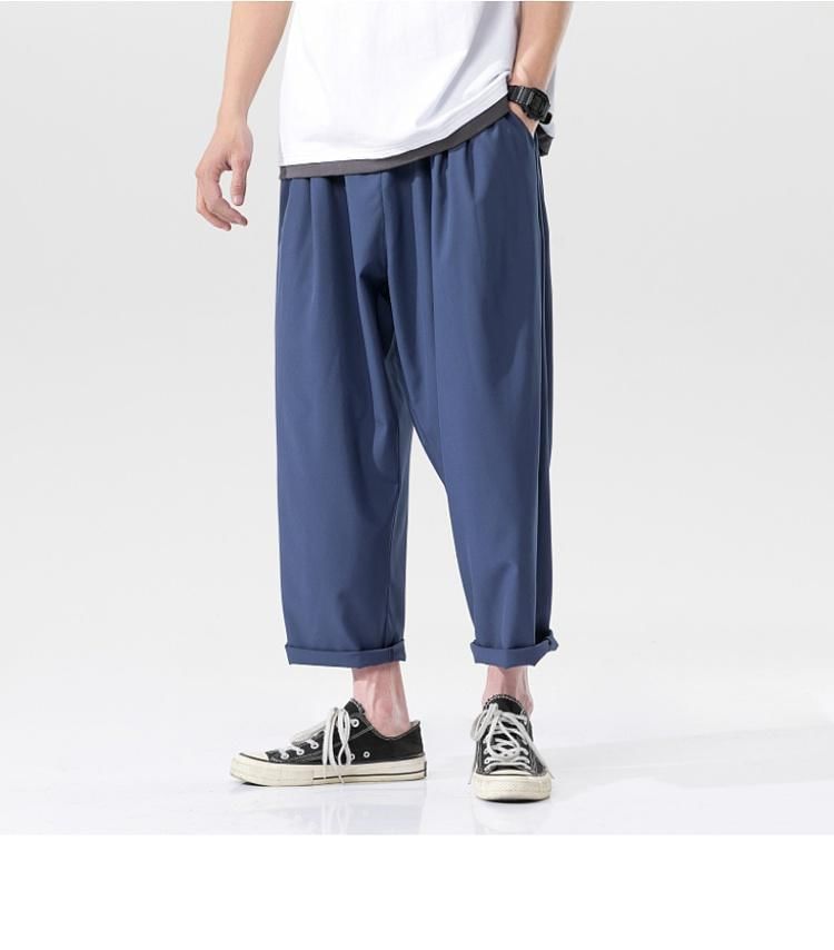 FORSETI - Effen cropped broek met wijde pijpen en trekkoordtaille
